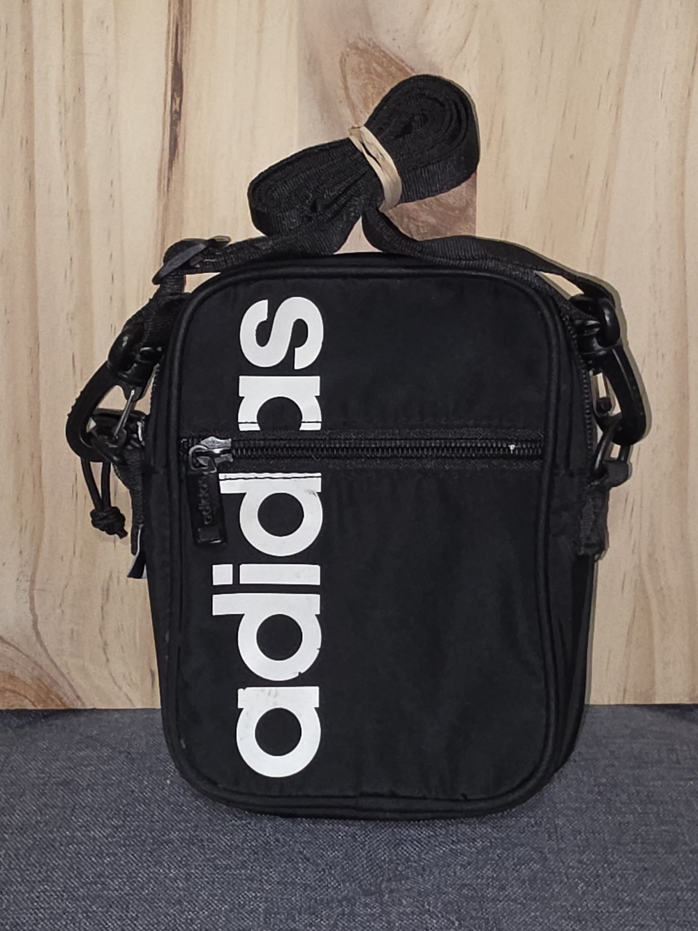 adidas Black Crossbody with White Vertical Logo